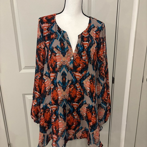 Show Me Your Mumu bright colorful patterned long sleeve blouse size M - Picture 2 of 16